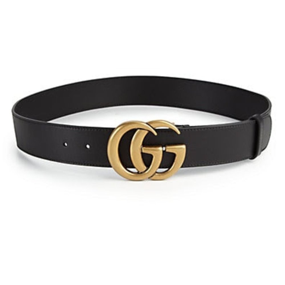 Leather Belt with Double G Buckle